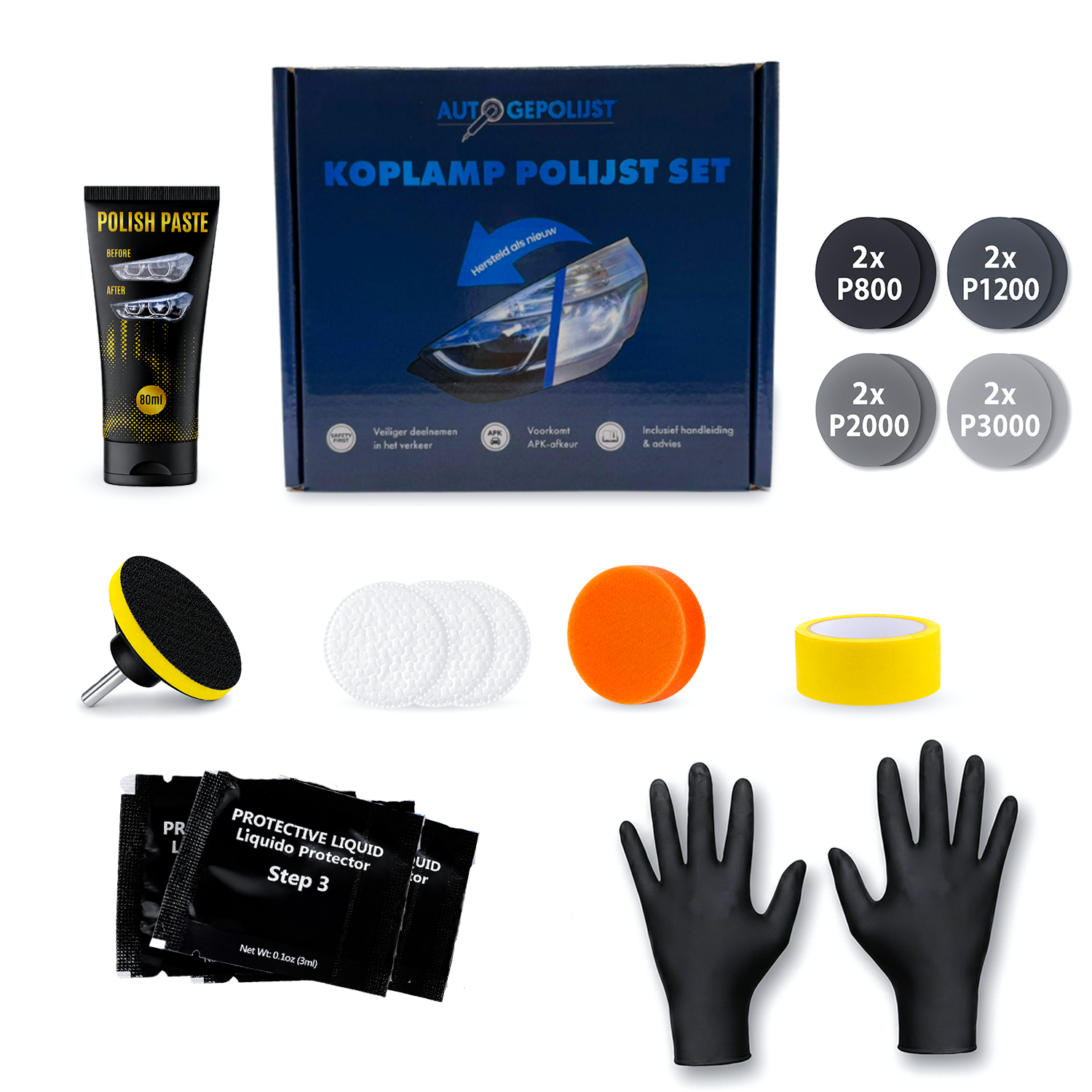 auto, gezichts, set, polijst, accessoires
