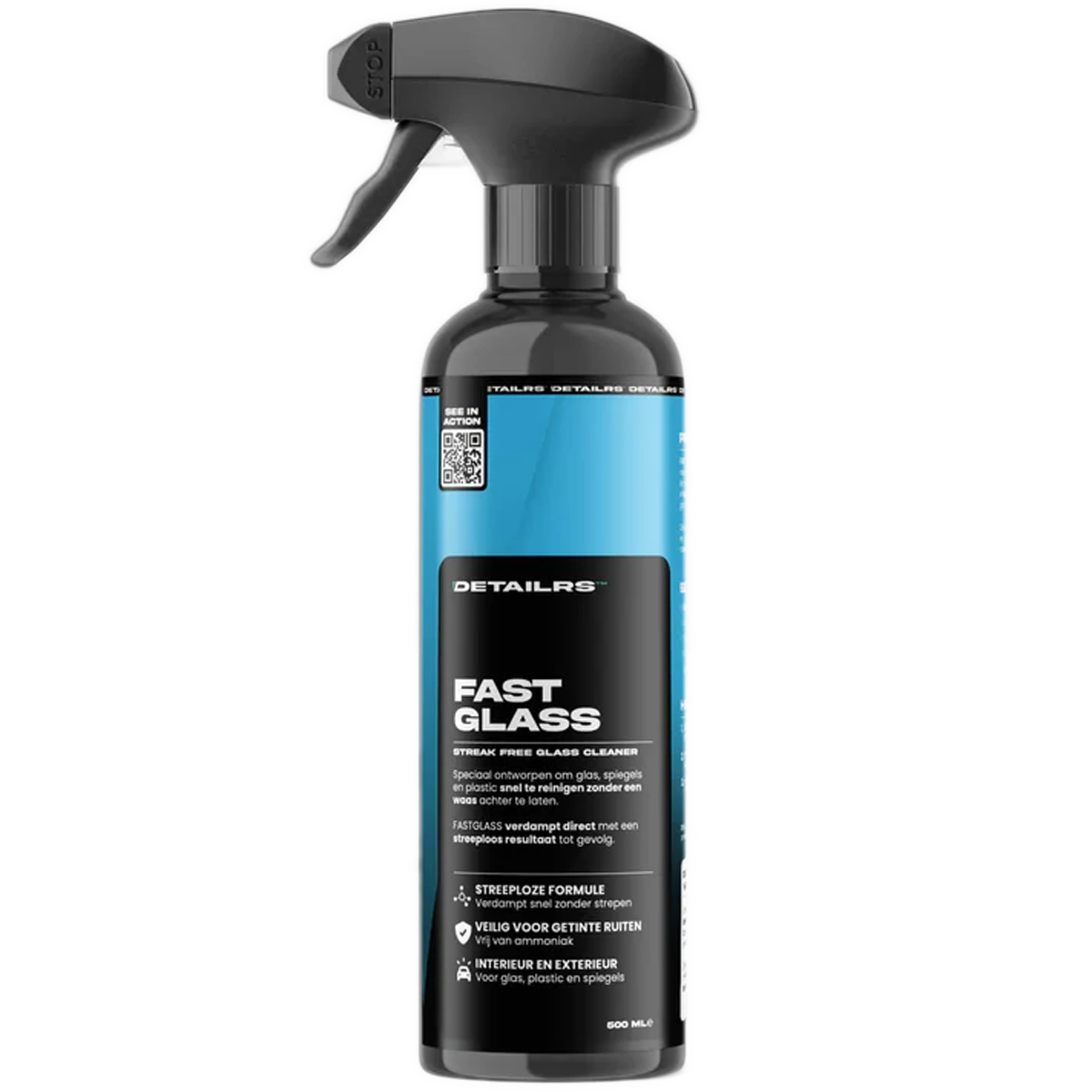 glasreiniger, sprayfles, blauw, glans, streeploos