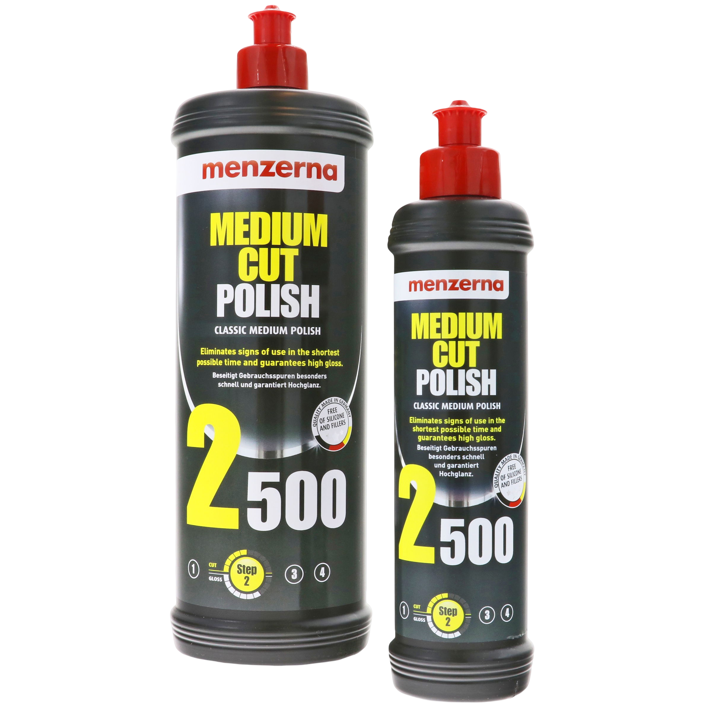 Medium Cut Polish 2500 Kan, Spuitbus, Tin, Fles, Shaker