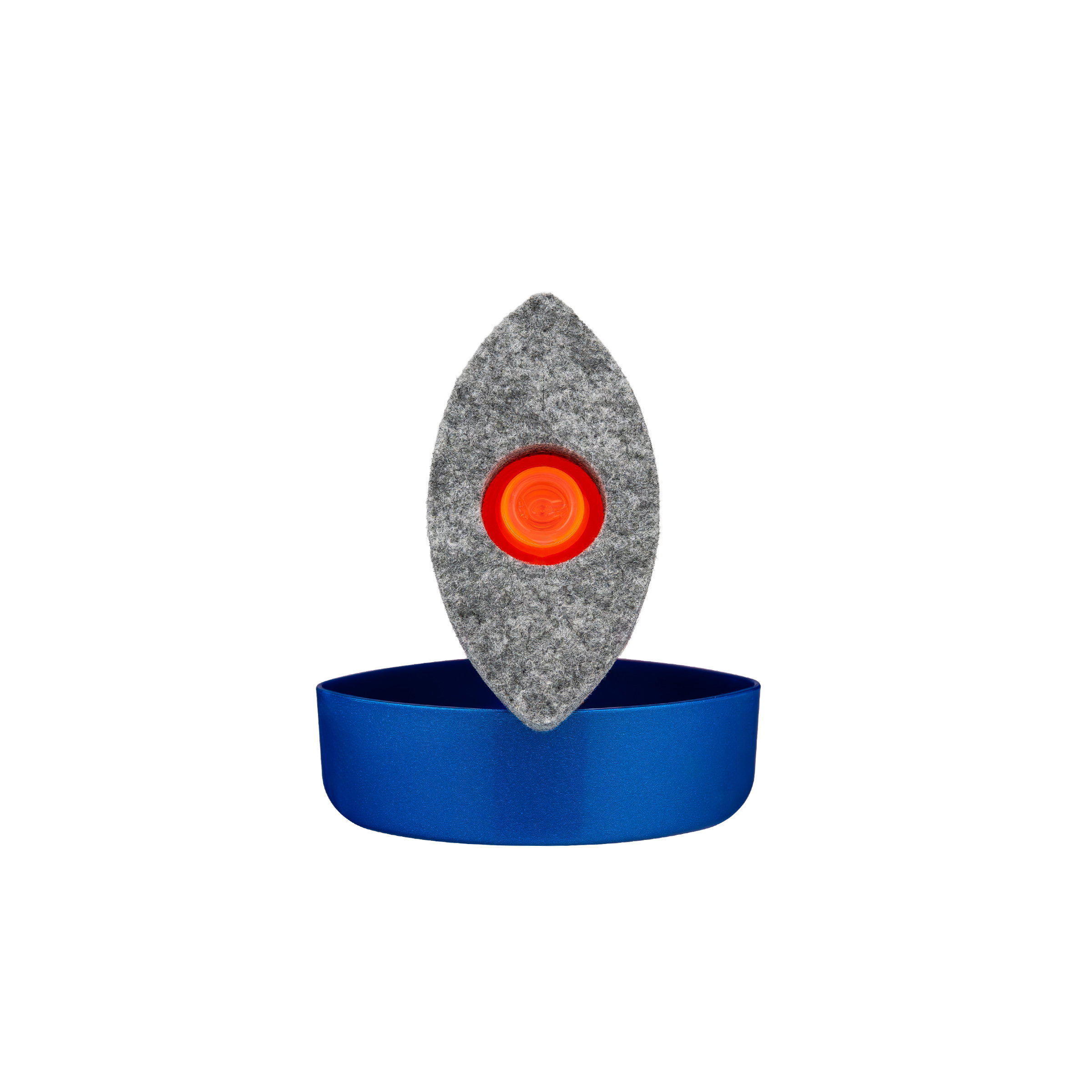 grindsteen, stenen blad, oranje centrum, blauwe basis, gereedschap toebehoren