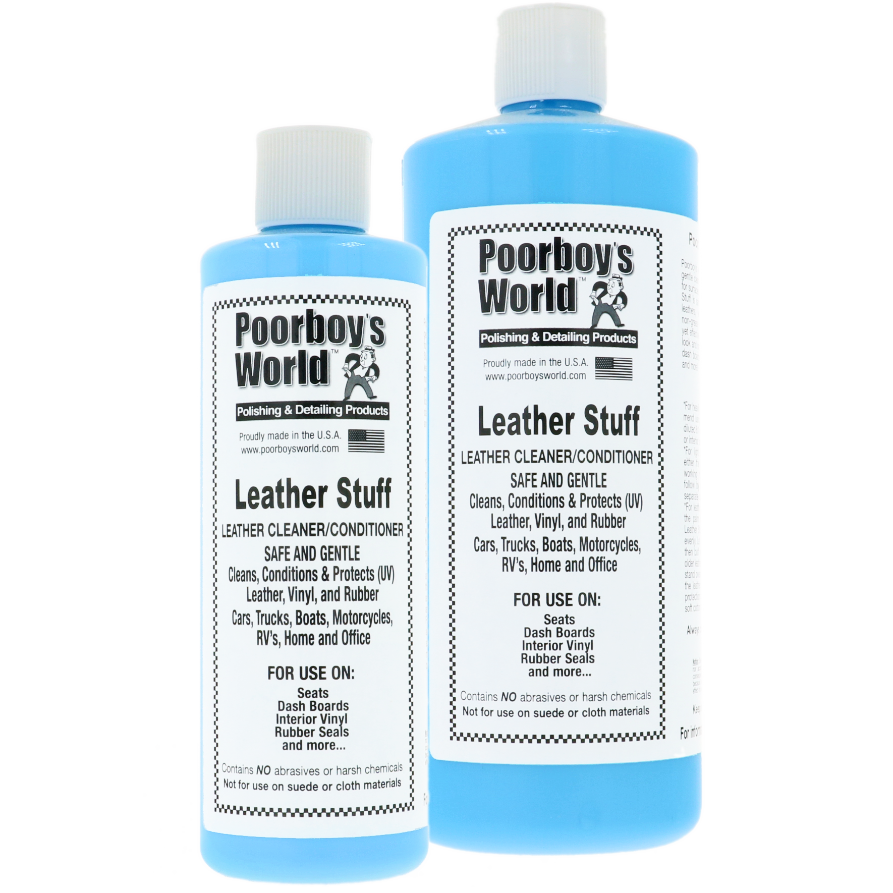 leather cleaner, polishing product, conditioning, blauw vloeistof, fles set