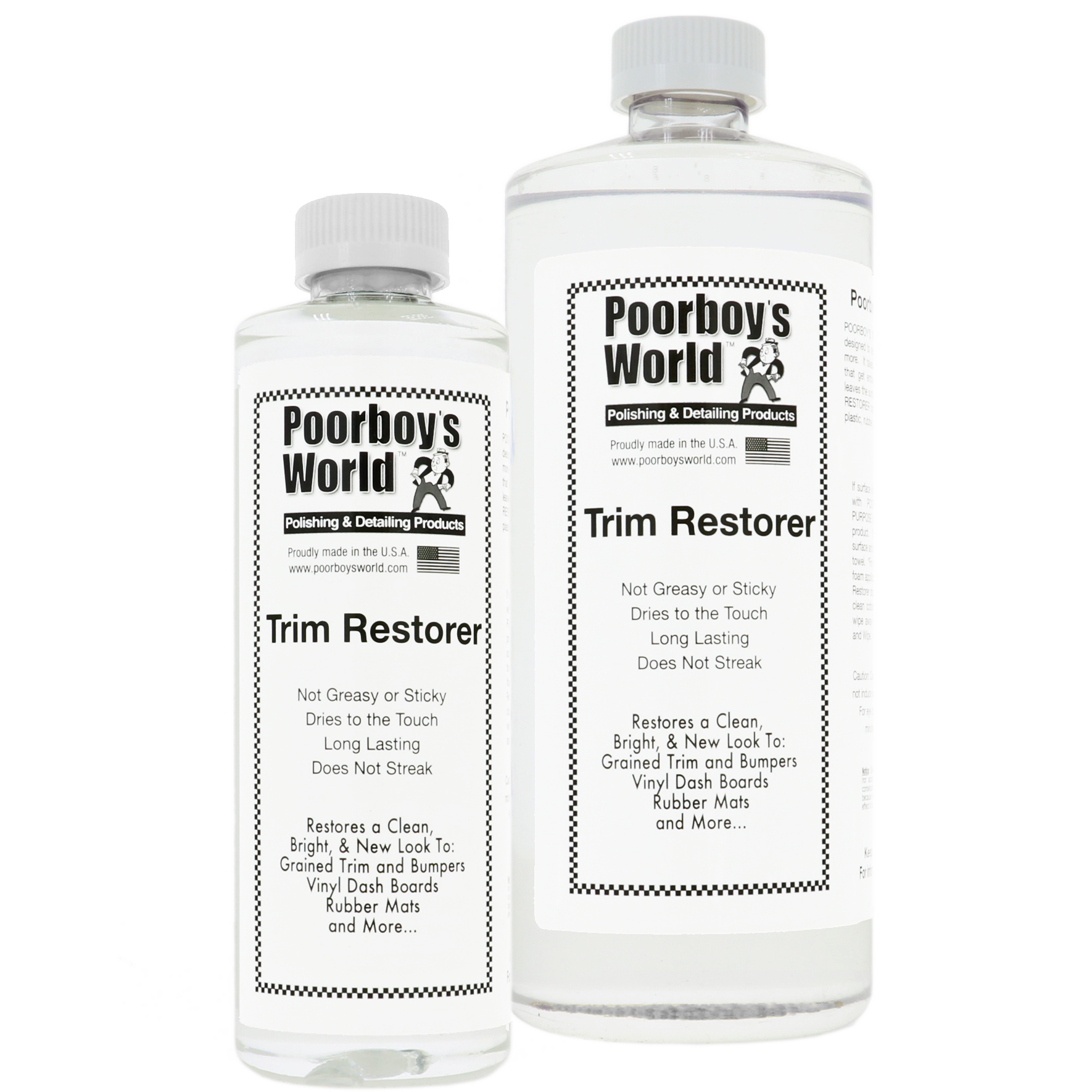 trim restorer, polishing product, vinyl trim, fles, twee flessen
