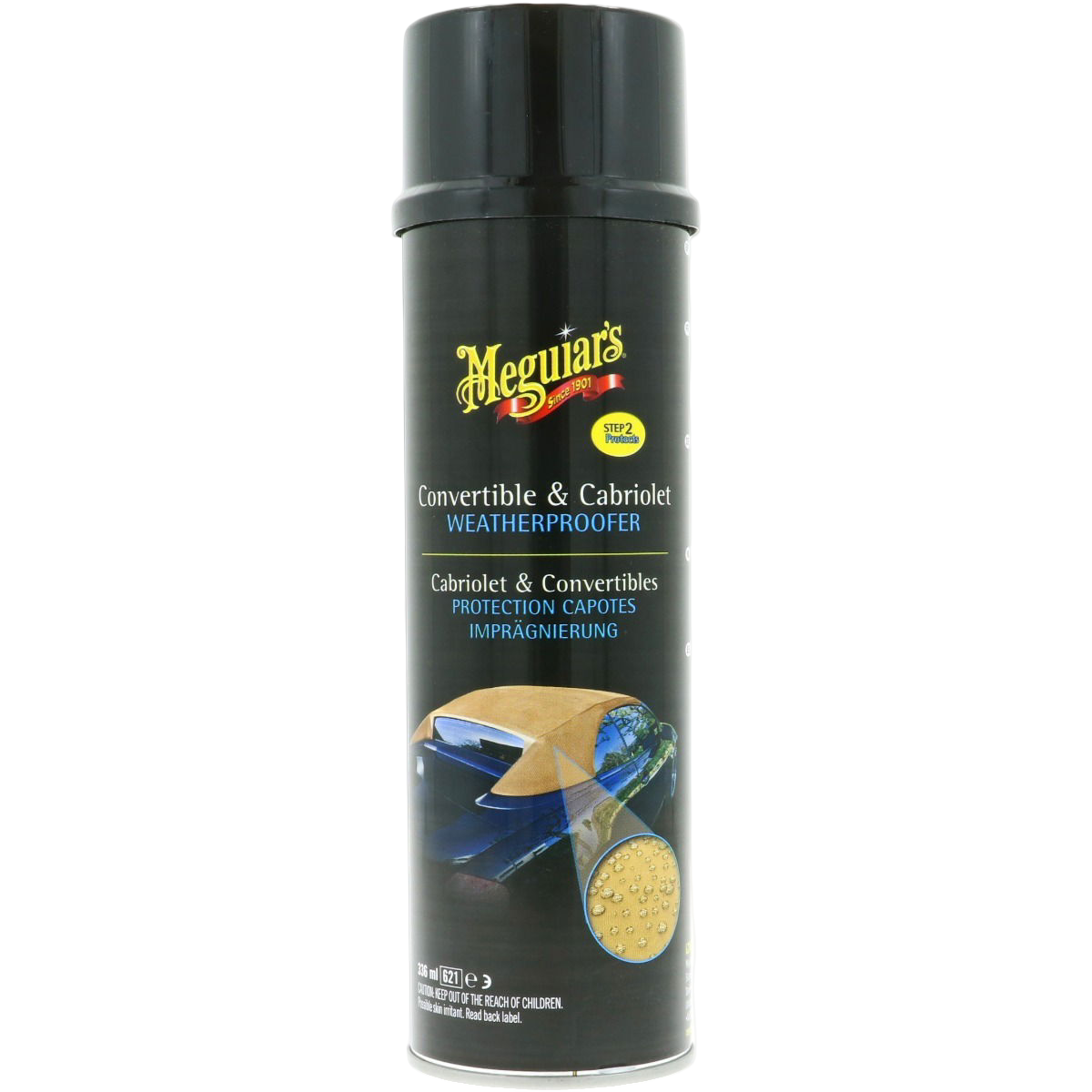 Convertible & Cabriolet Weatherproofer - 336ml Kan, Spuitbus, Tin, Fles, Shaker