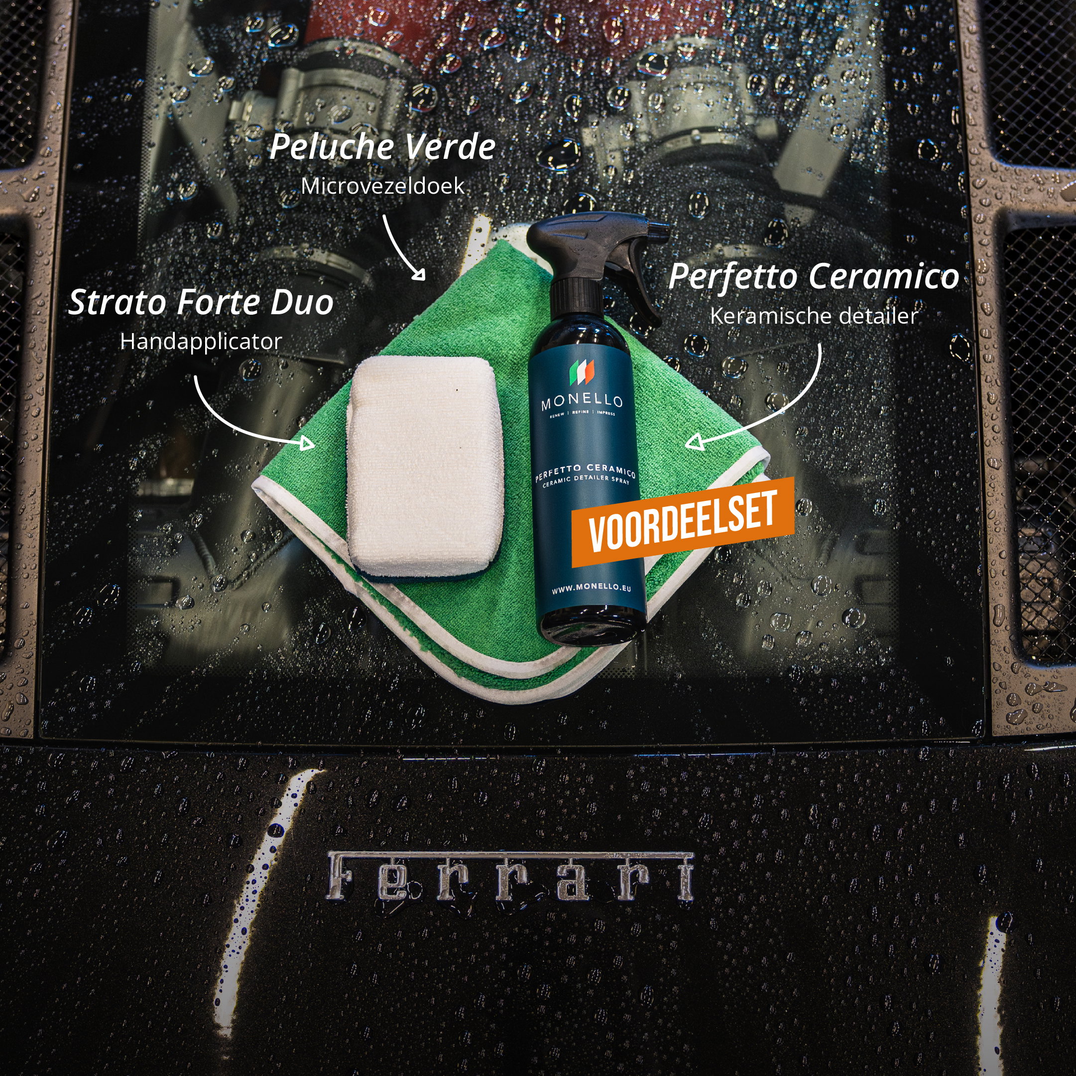 microvezeldoek, keramische detailer, gloss spray, auto verzorging set, voordeelset