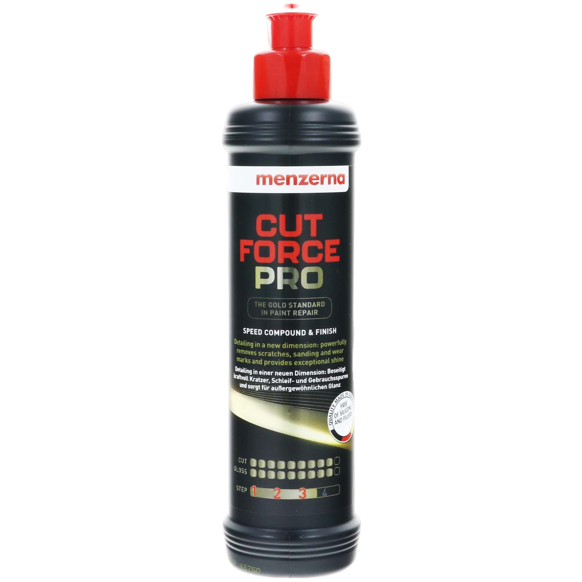 Cut Force Pro Speed Compound & Finish - 250ml Kan, Spuitbus, Tin, Fles, Shaker