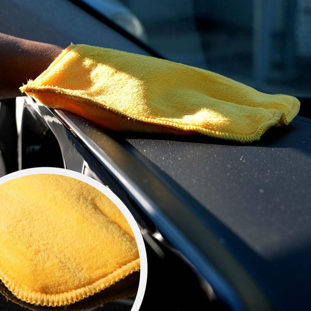 auto detailing, microfiber cloth, geel, autoverzorging, polijstpad