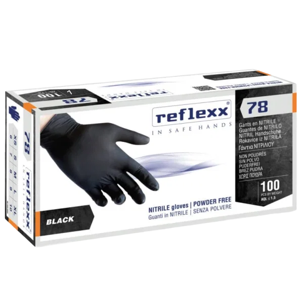 nitrile gloves, latex-free, black, disposable, 100 pieces
