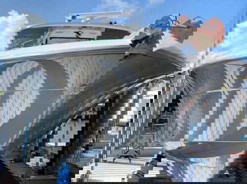 motorboot, boeg, huls, metaal, anker