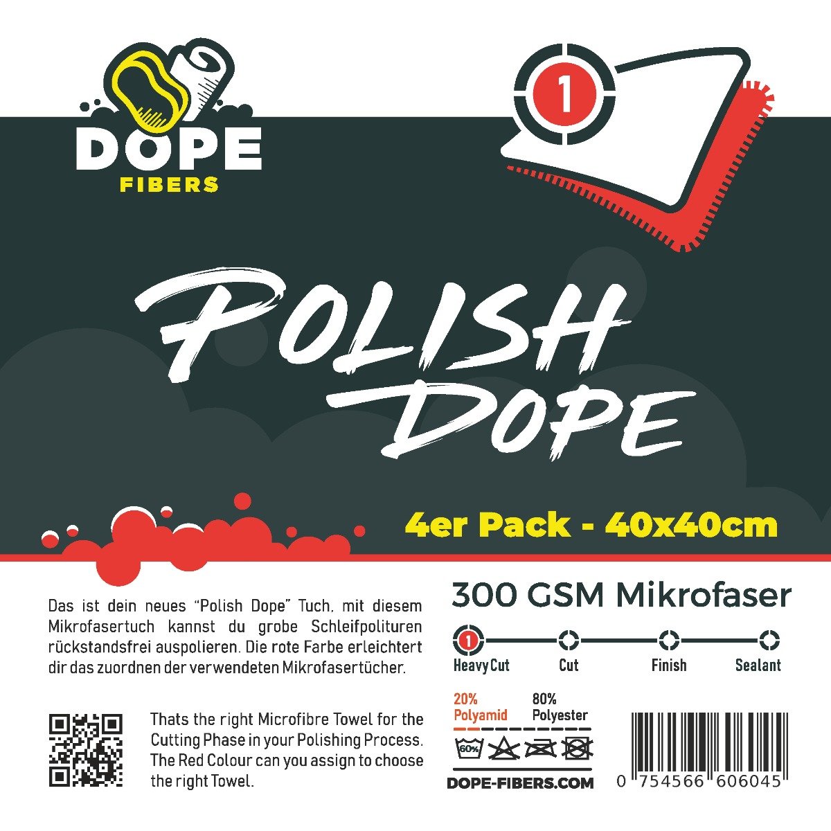 Polish Dope 'Heavy Cut' Rood 40x40cm - 4-pack
