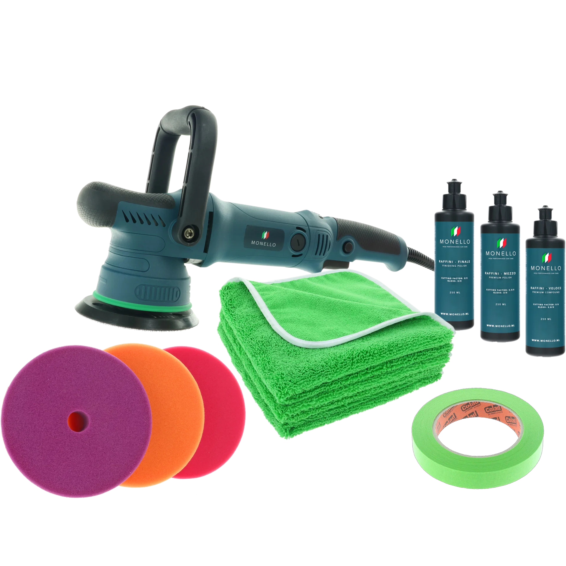 multitool, polijstset, polijstmachine, microfiber doek, polijstpads