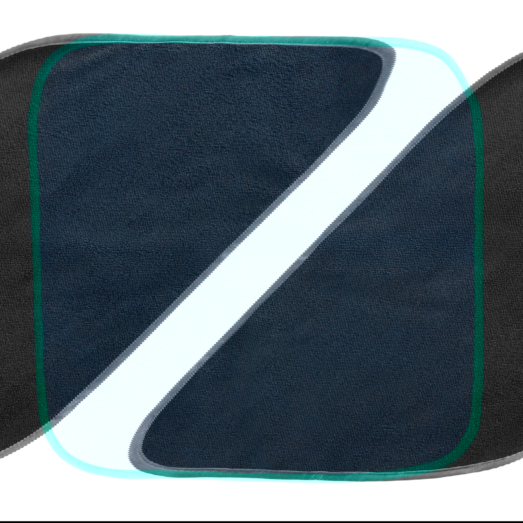 kussen, kussenhoes, donkerblauw, platte vorm, groene randen