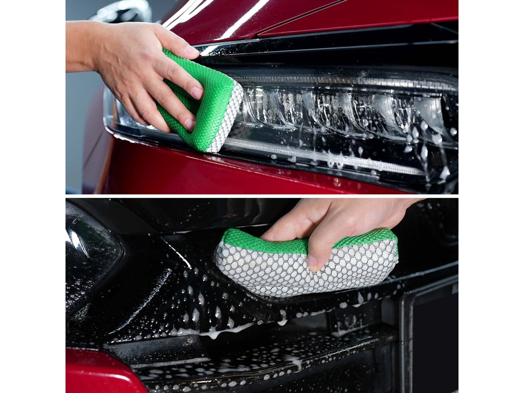 auto detailing, auto wassen, koplamp reiniging, spons pad, microfiber pad