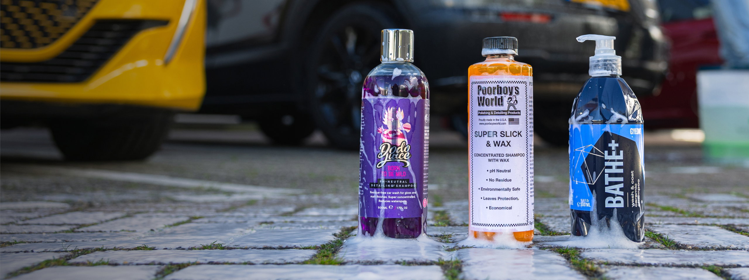 autoshampoo, was shampoo, concentraat, paarse fles, pompflacon