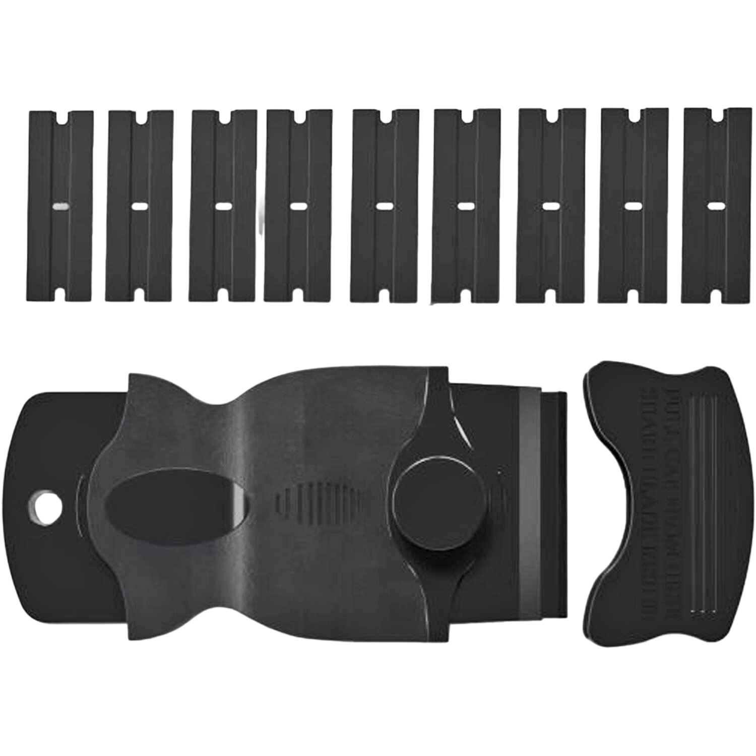 Ergonomische Scraper met 10 plastic mesjes Ergonomische Scraper met 10 plastic mesjes
