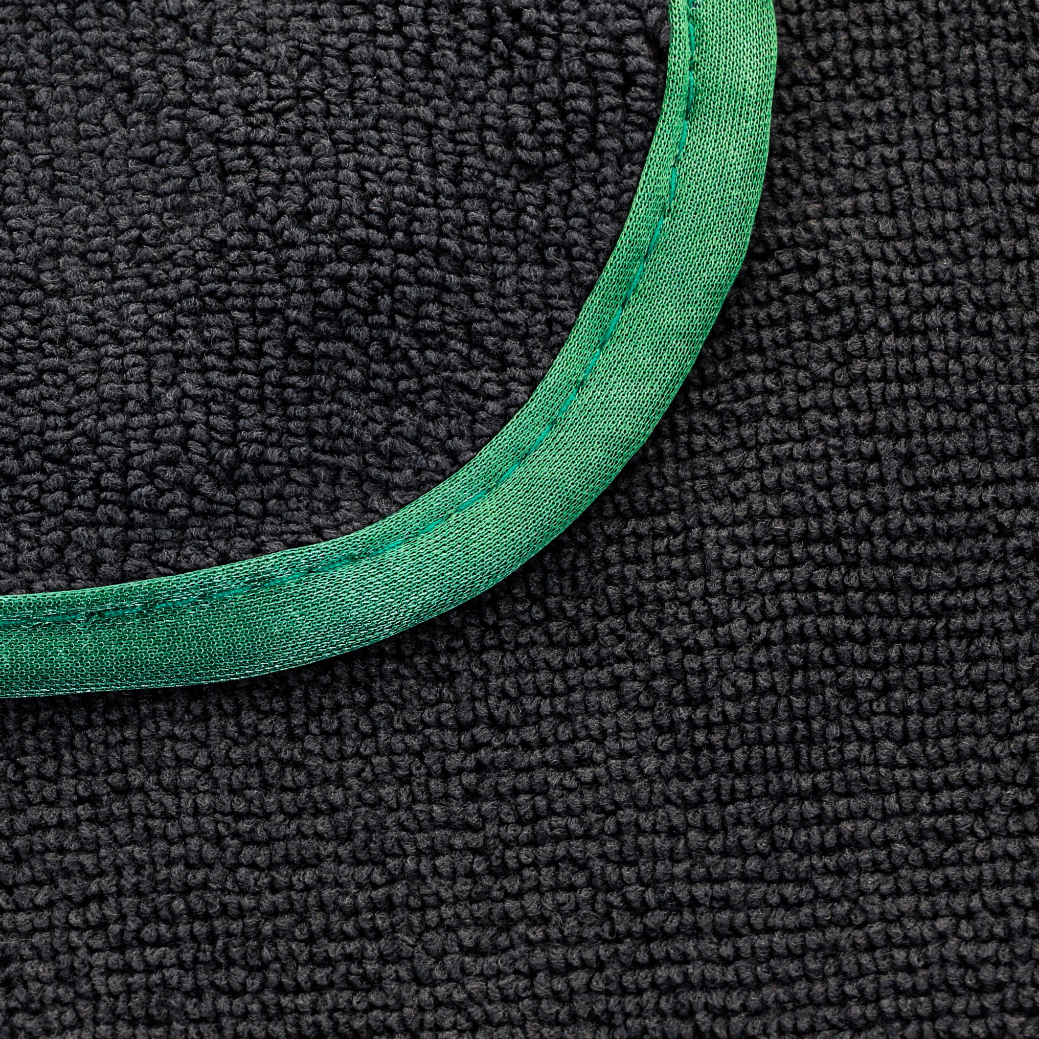 handdoek, textiel, microfiber, zwart, groene rand