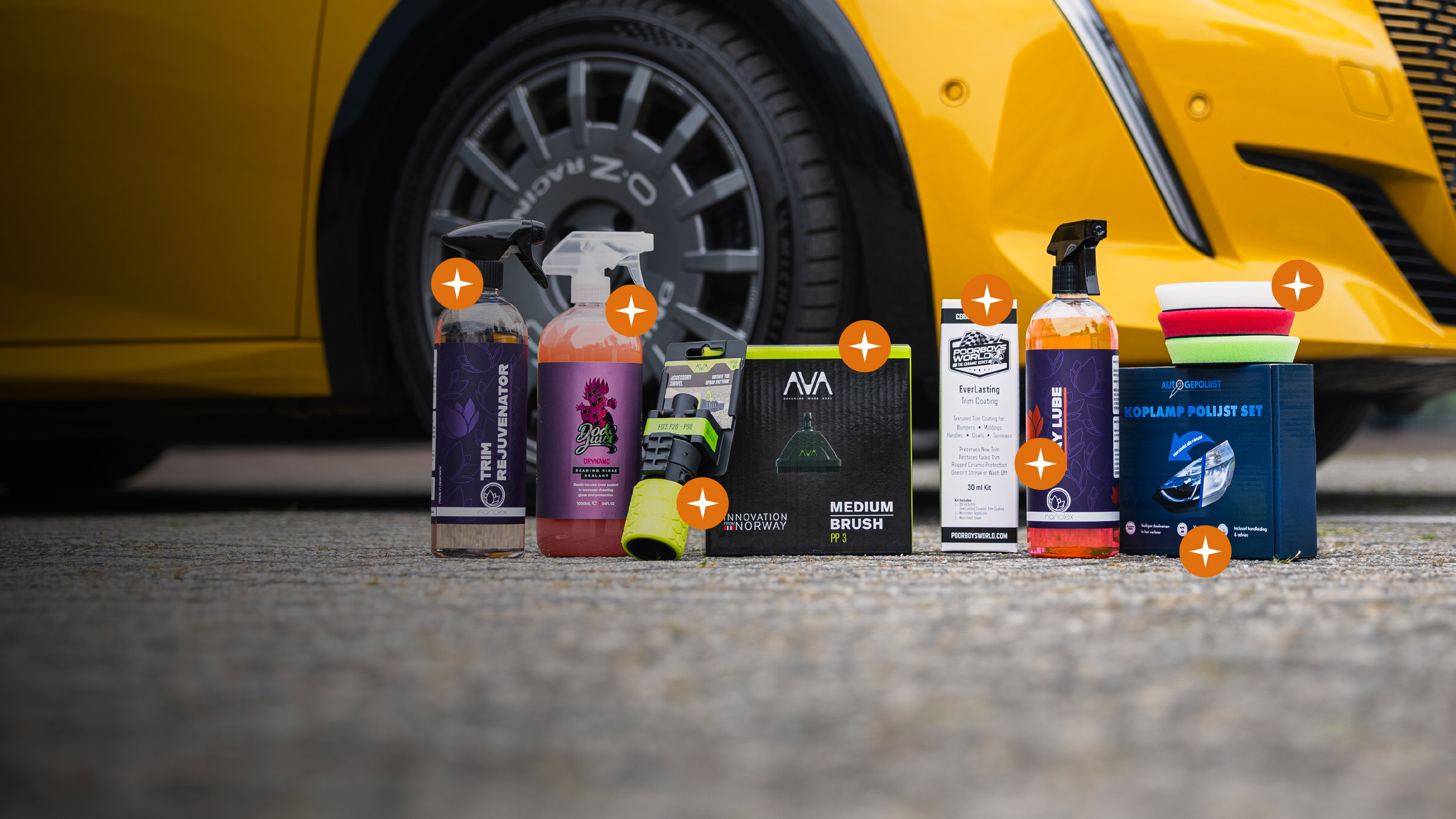 auto detailing, car care, polish kit, tire cleaning, car wash products