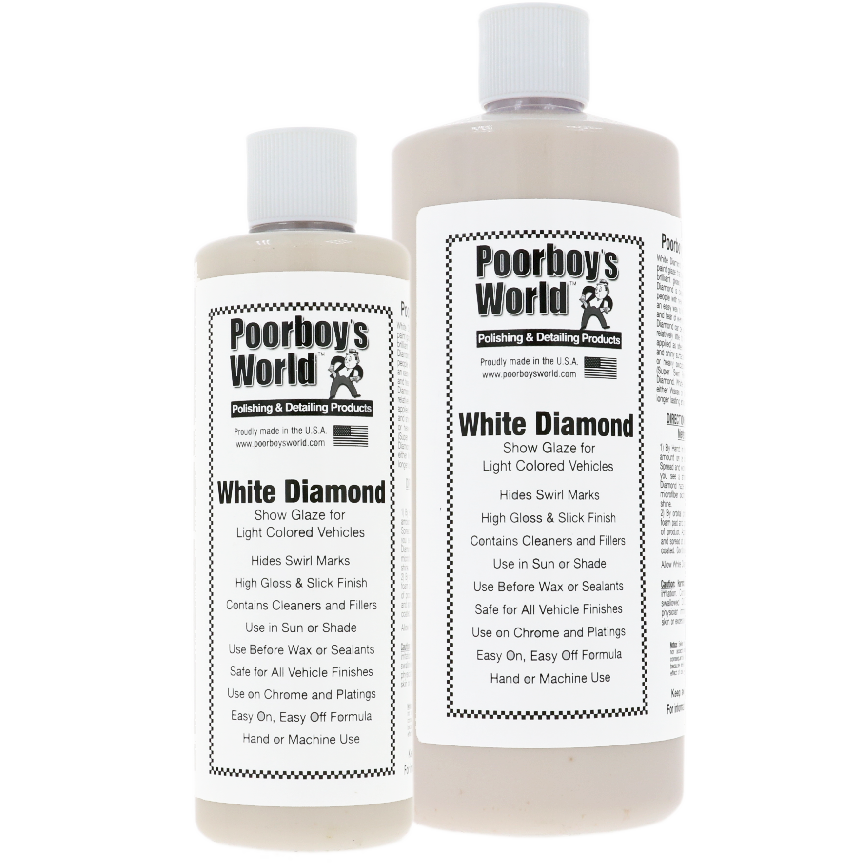 polishing compound, white diamond, show glaze, car detailing, two bottles